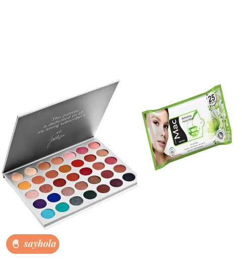 waterproof shimmer eyeshadow palette with face wipes
