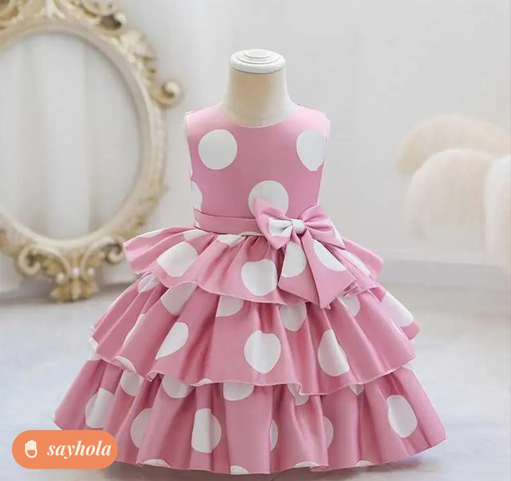 silk fit and flare girls frock with bow