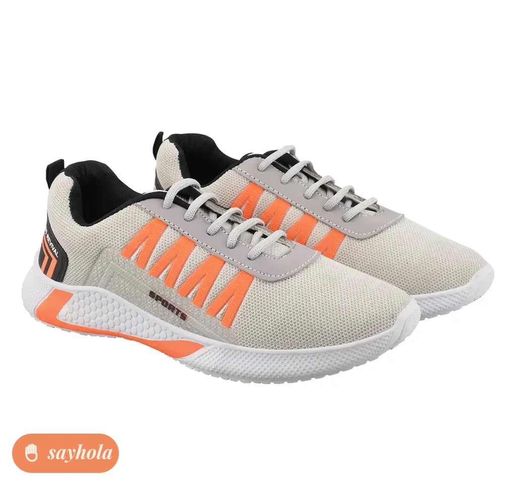 black mesh lace-up sports shoes for men