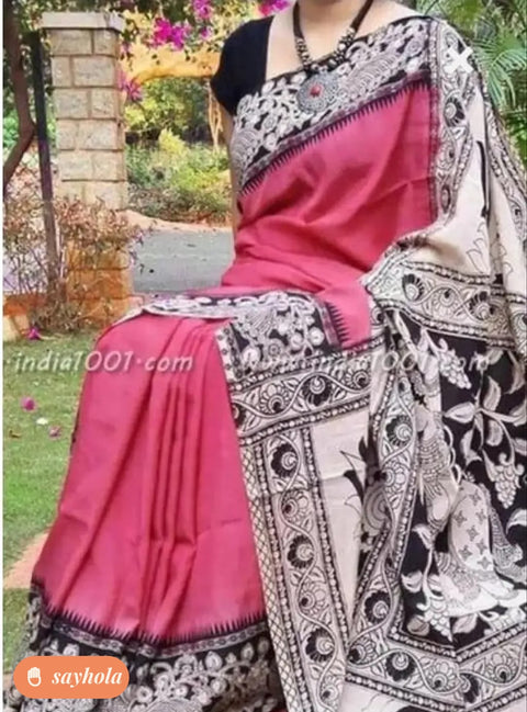 cotton mulmul saree with bagru hand block print