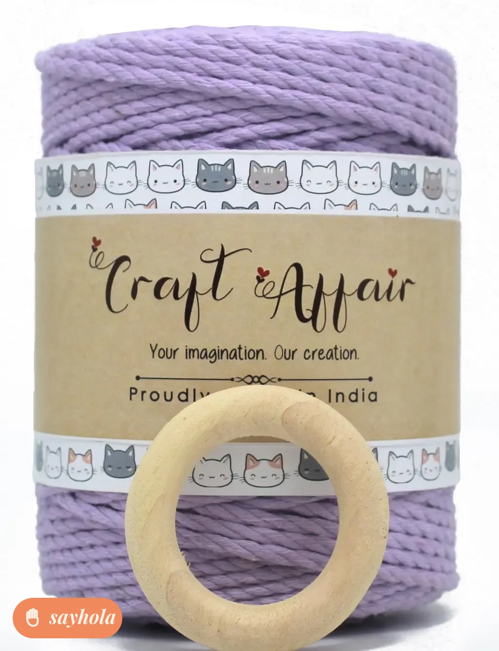 3ply twisted cotton cord 3mm lavender 100m