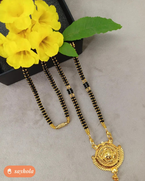 gold plated designer mangalsutra with big pendant