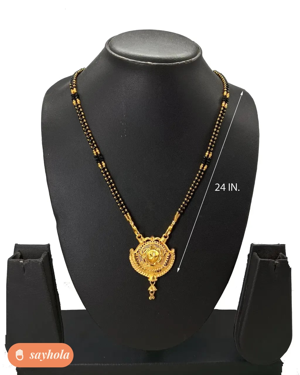 gold plated designer mangalsutra with big pendant