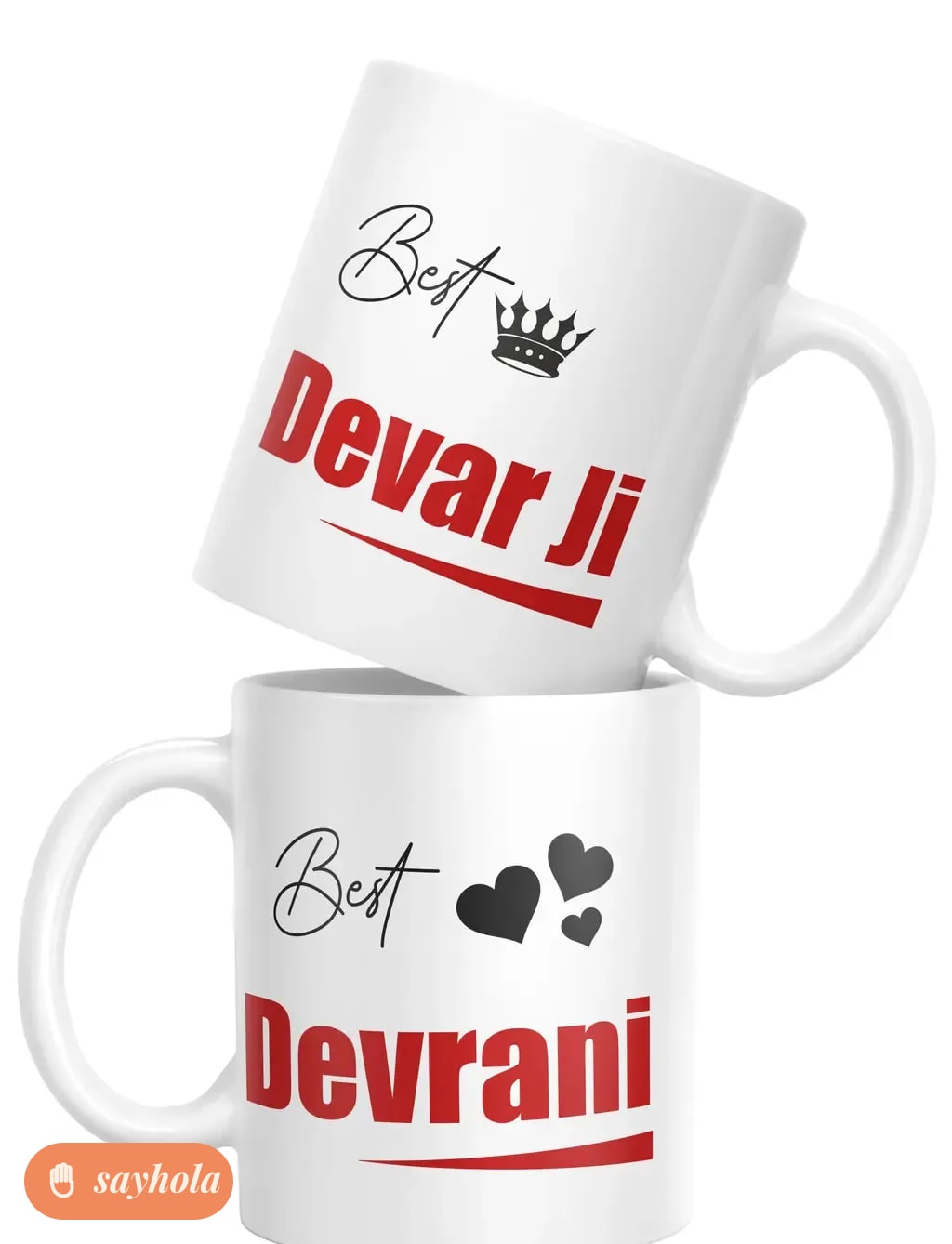 ceramic coffee mug set of 2 devar ji & devrani