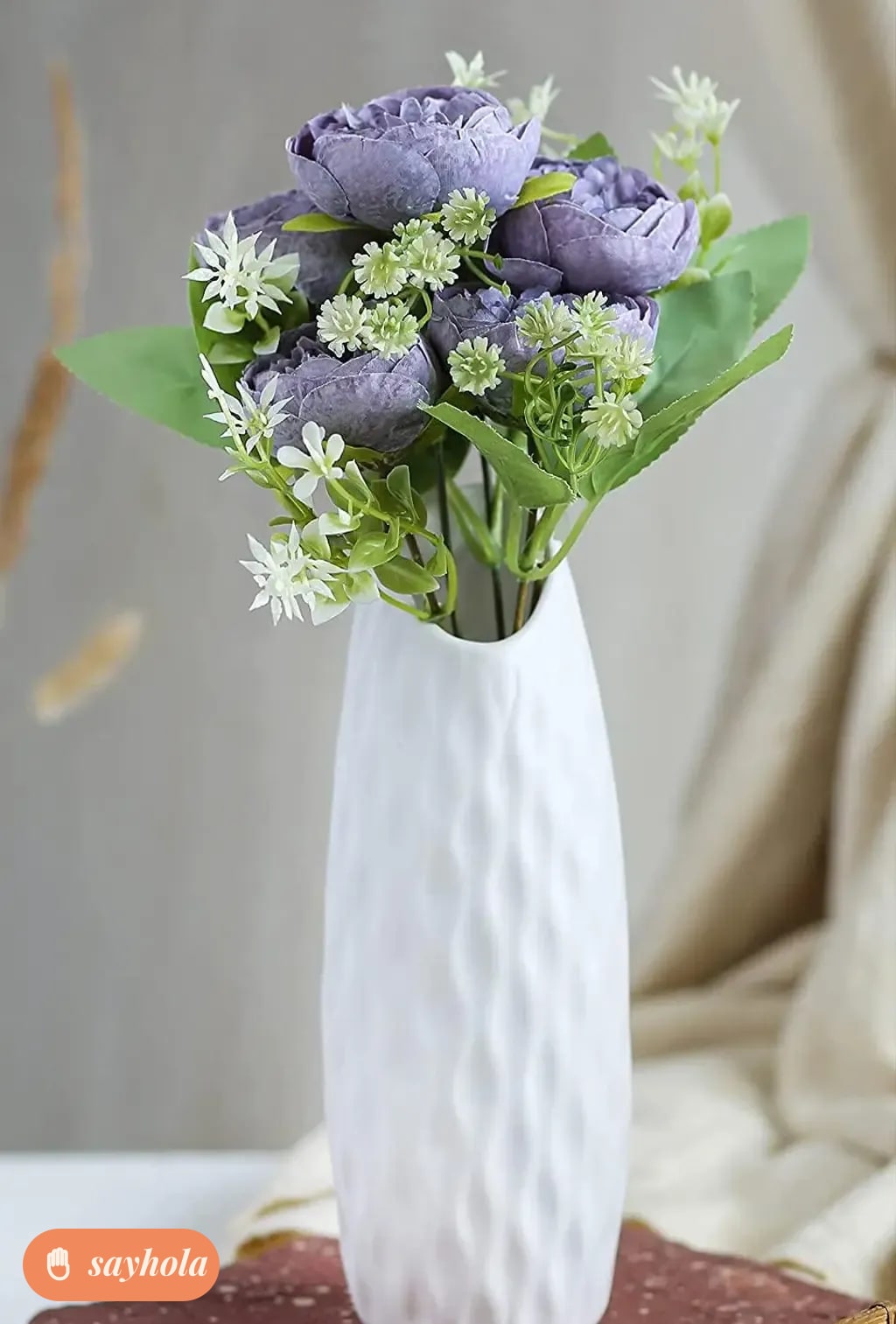 purple artificial piano rose flower for decor