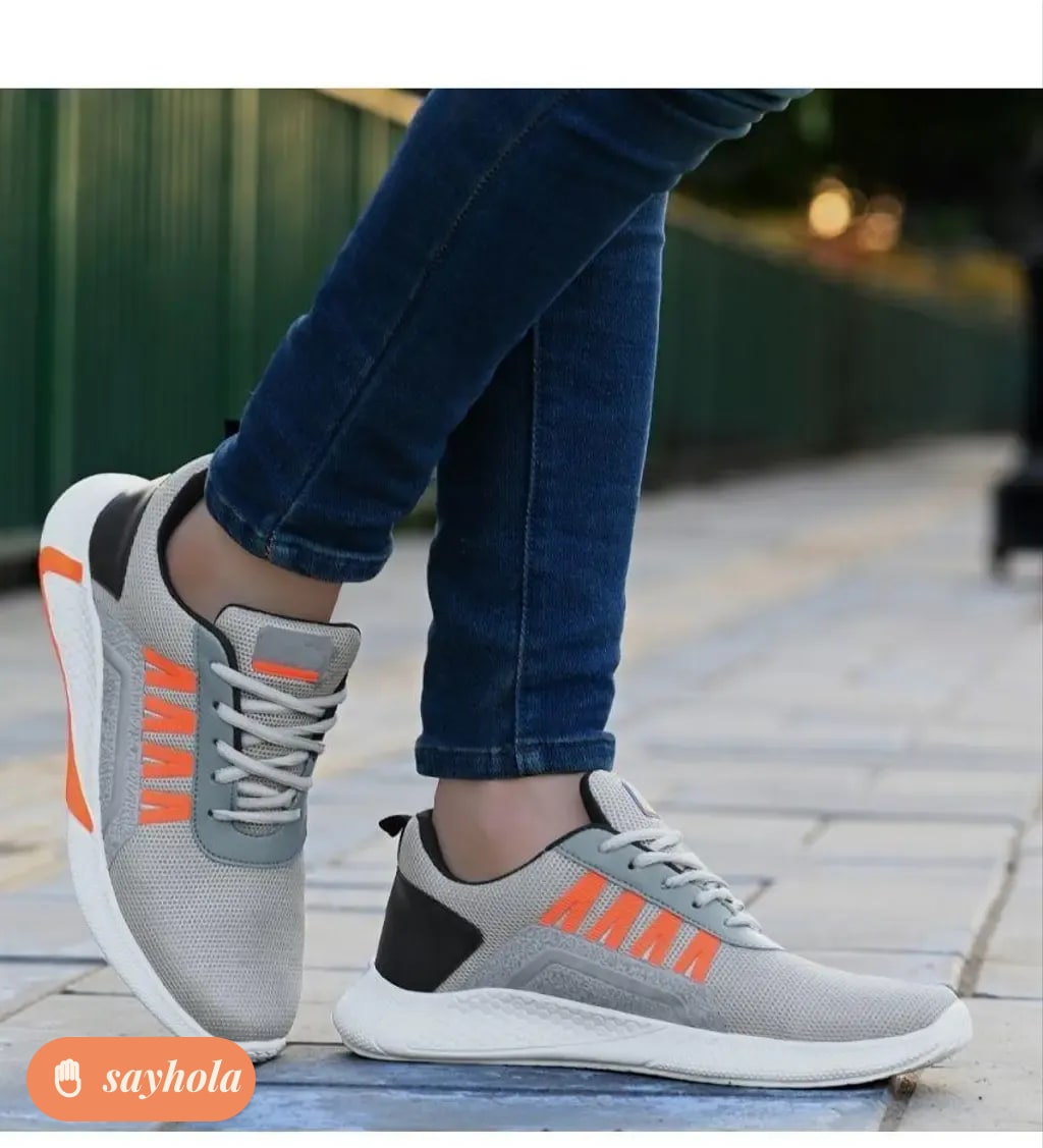 fortiva smart grey orange mesh sneakers