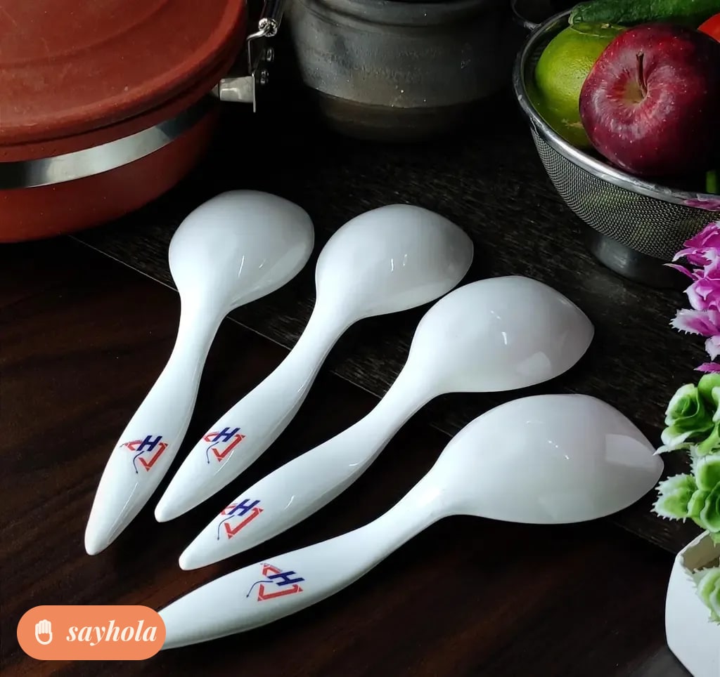 set of 4 long-handled melamine serving spoons