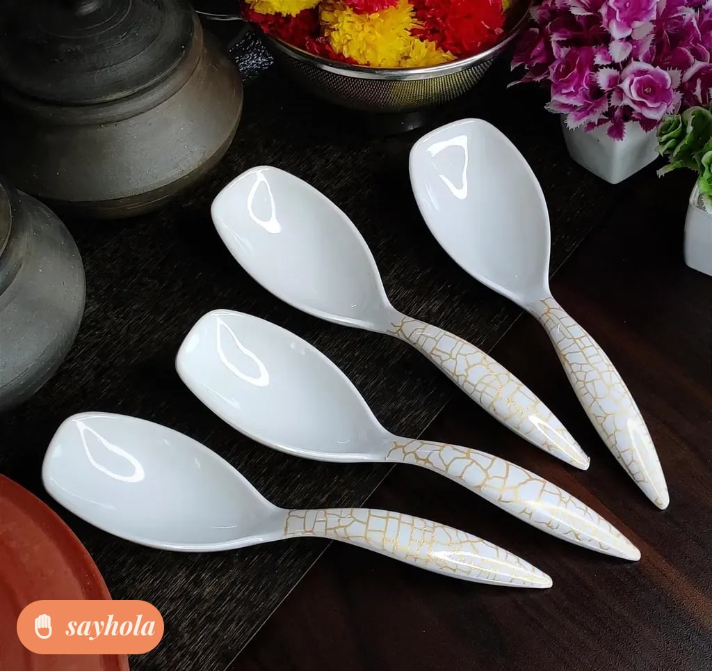 set of 4 long-handled melamine serving spoons