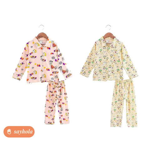 cotton nightwear set for kids pack of 2