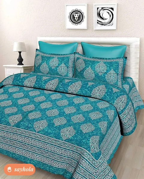 double cotton bedsheet with 2 pillow covers