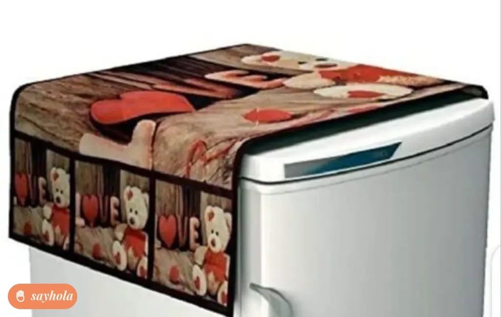 cotton fridge top cover with handle and mats set