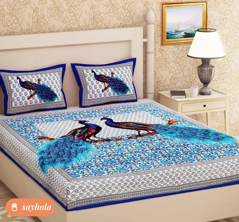 double cotton bedsheet with 2 pillow covers