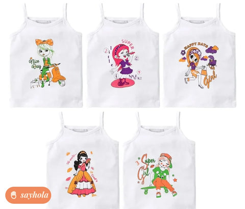 girls white cotton camisoles pack of 5