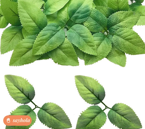 set of 20 artificial rose leaves for decor