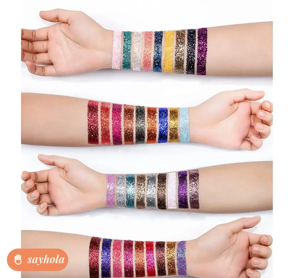 glitter eyeshadow palette with 10 pigmented shades