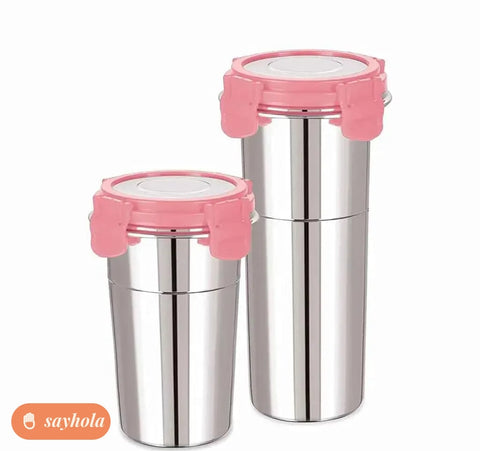 stainless steel fusion glass tumbler with lid