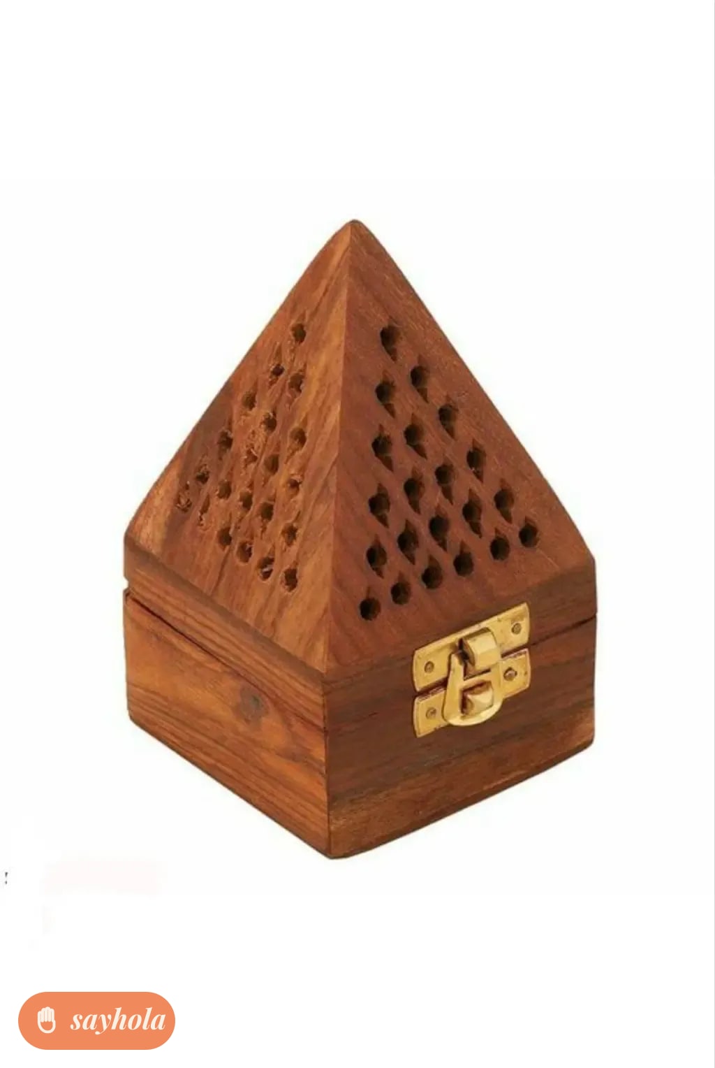 wooden pyramid incense holder with ash catcher