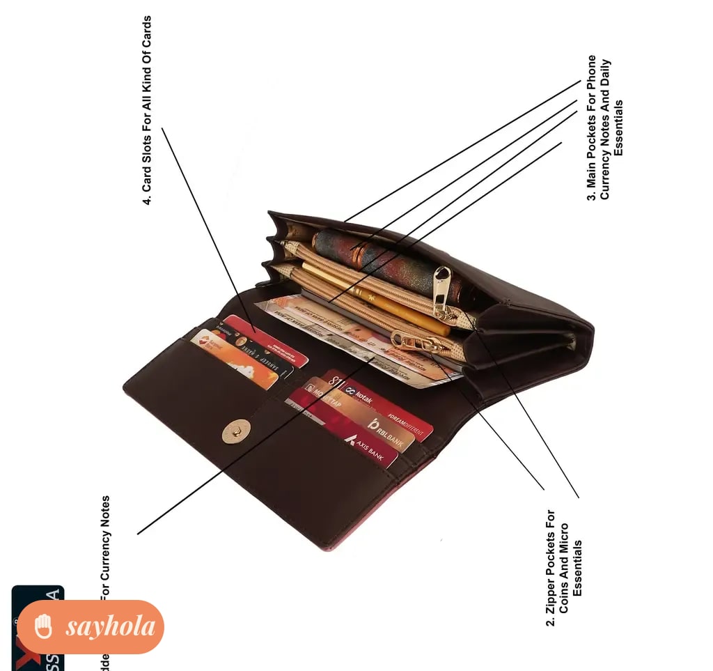 casual faux leather clutch with multiple card slots