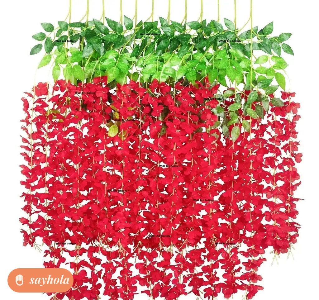 4 pack artificial red wisteria hanging garland