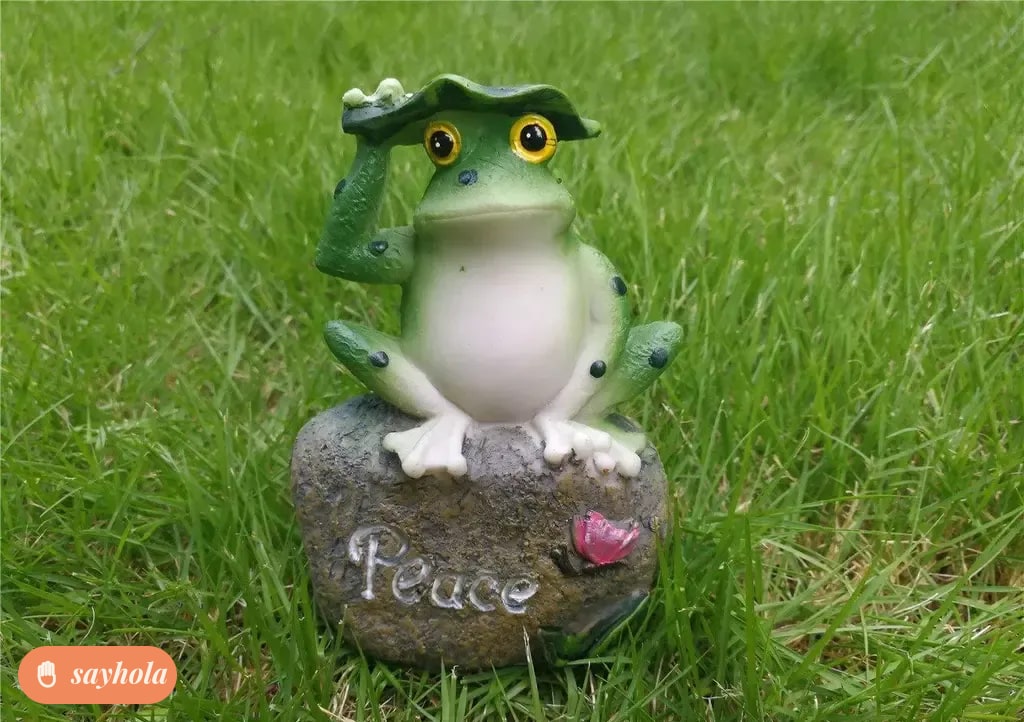 set of three marble dust frog figurines