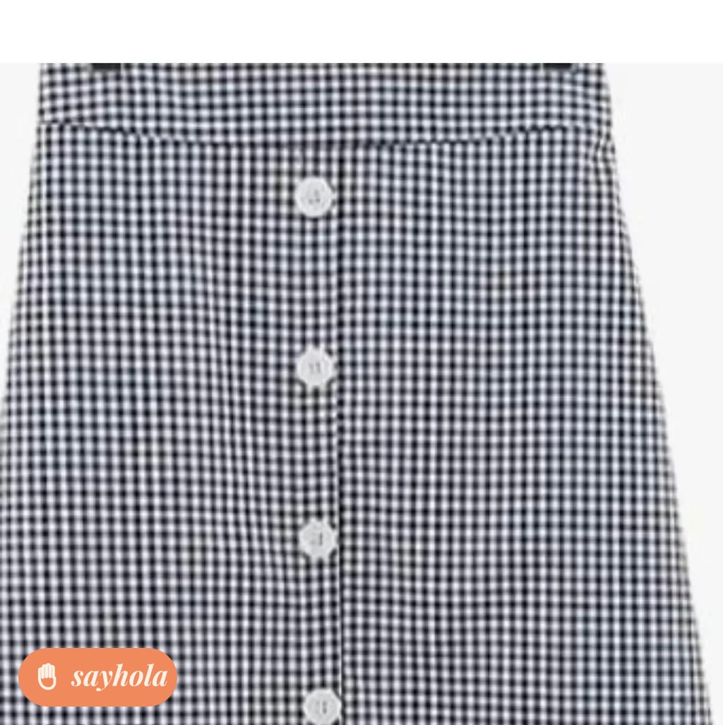 checked cotton skirt for women
