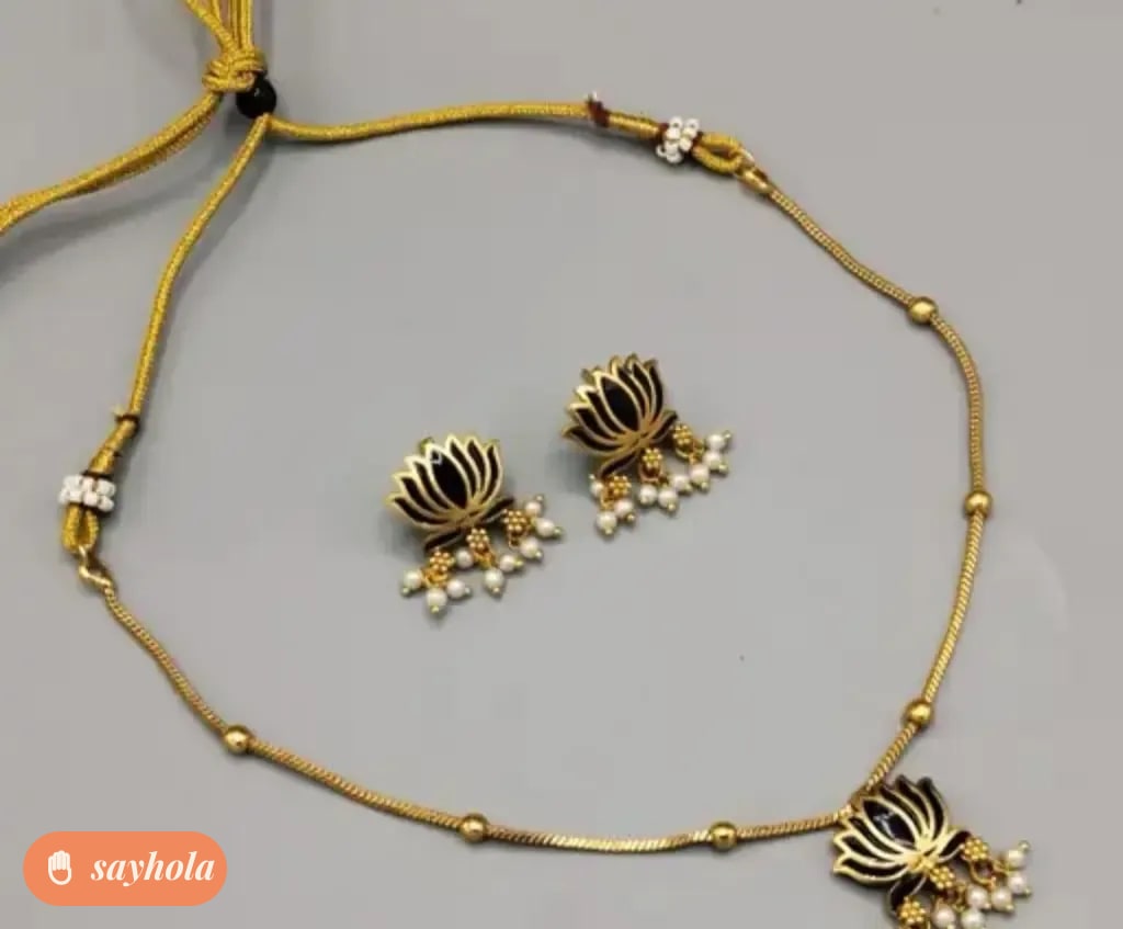 gold plated brass necklace and earrings set
