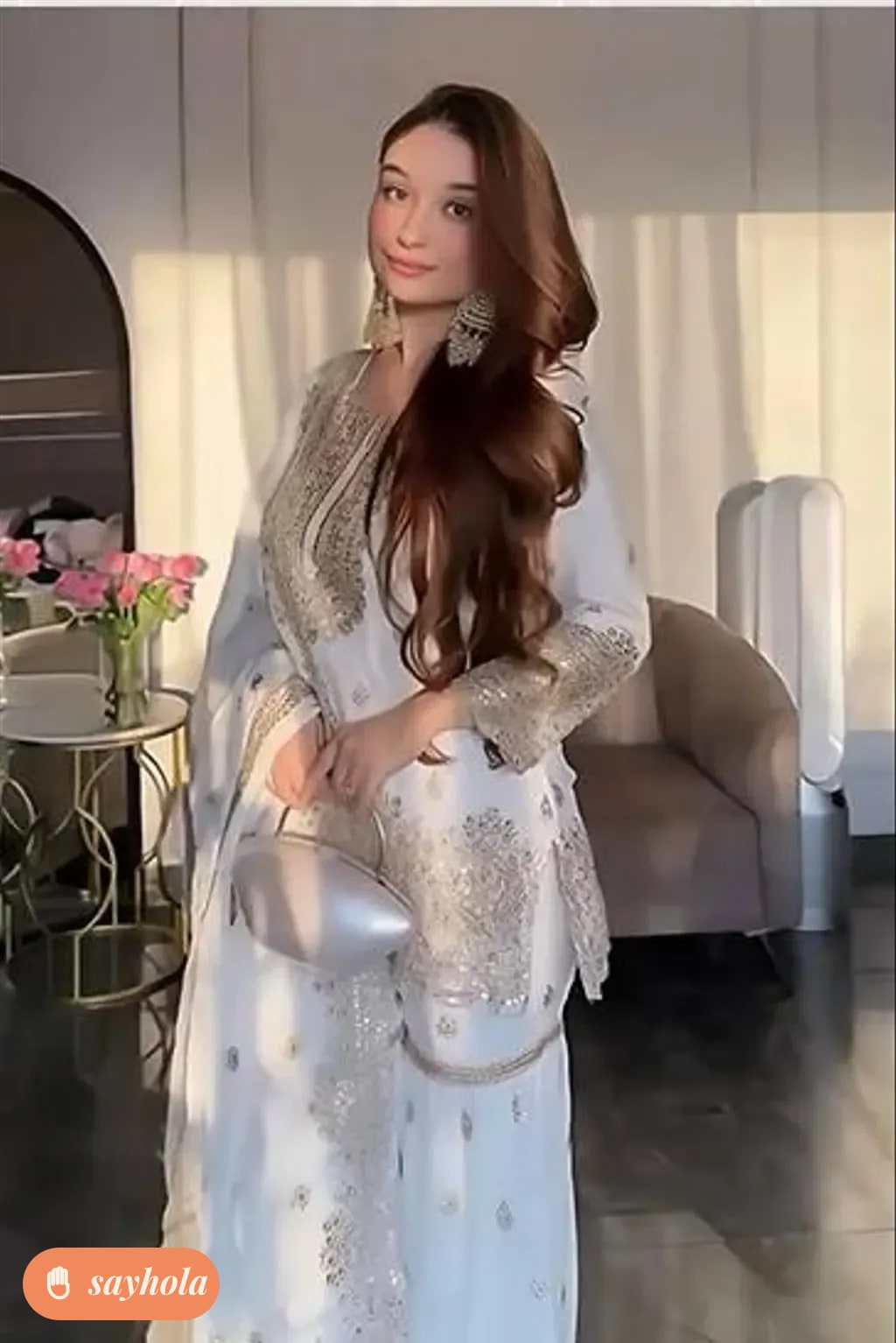 white georgette kurta pant and dupatta set