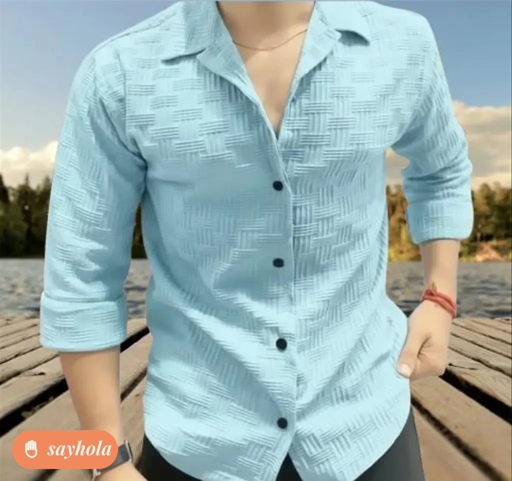 long sleeve printed popcorn shirt for men