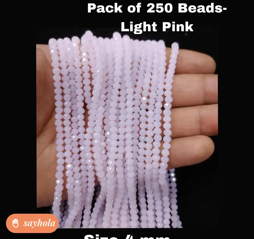 light pink 4mm crystal glass beads pack of 250