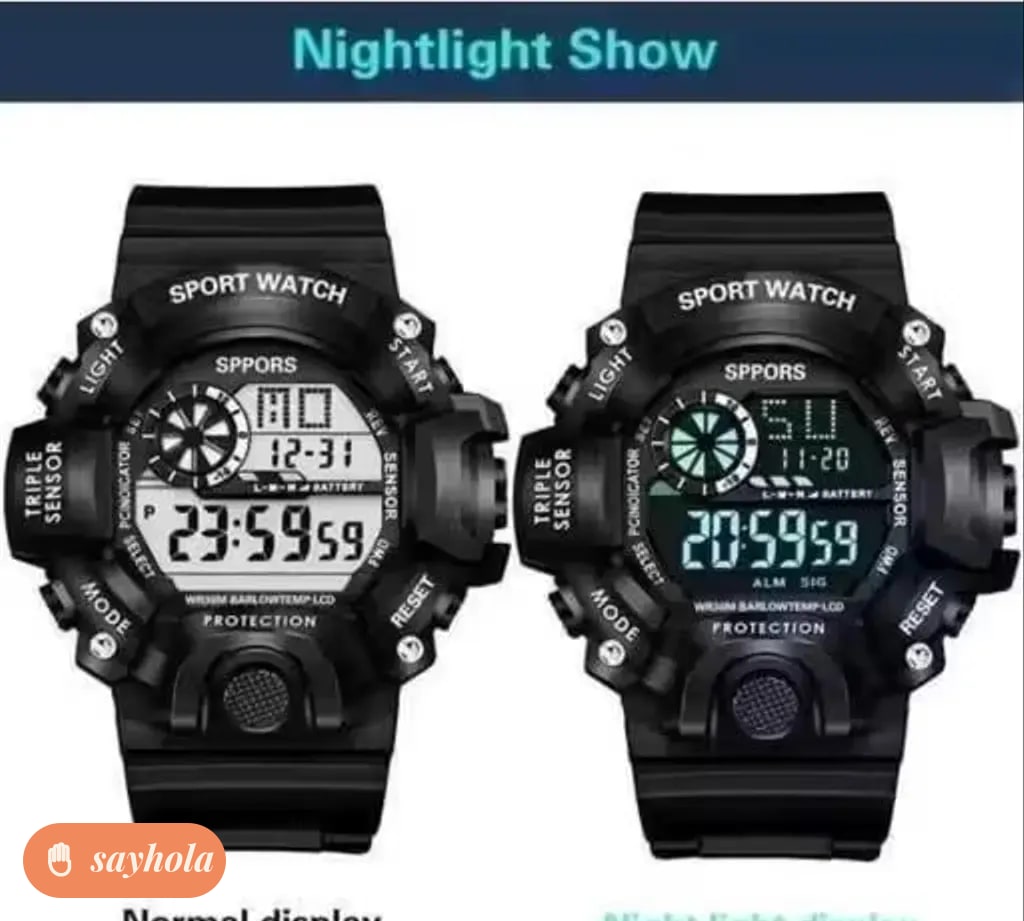 sports digital watch with alloy strap