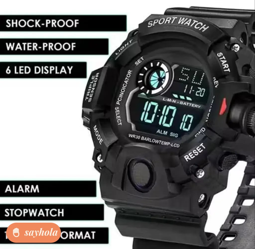 sports digital watch with alloy strap