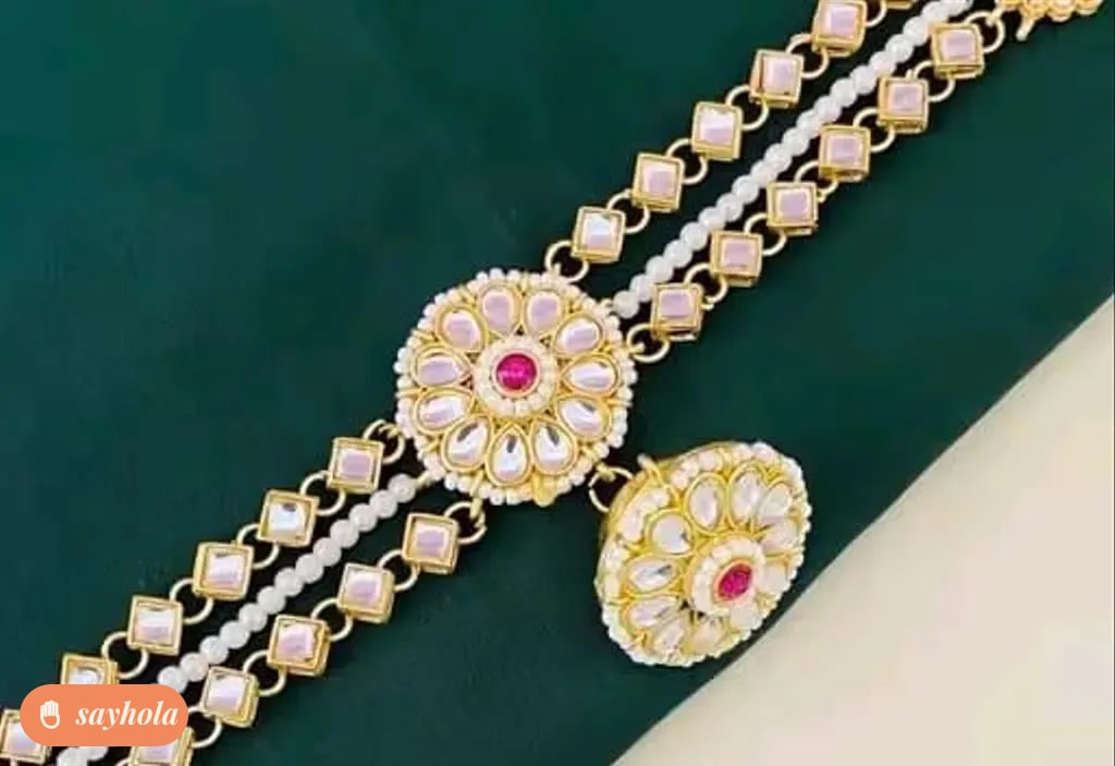 gold plated chaand tika with cubic zirconia