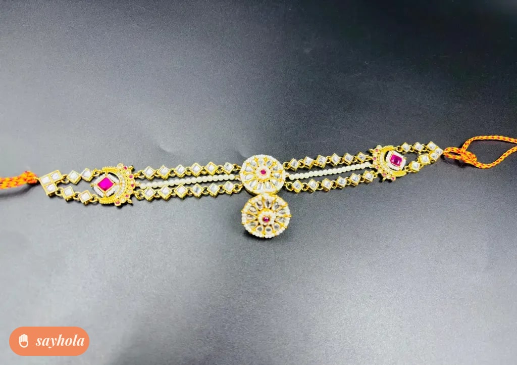 gold plated chaand tika with cubic zirconia