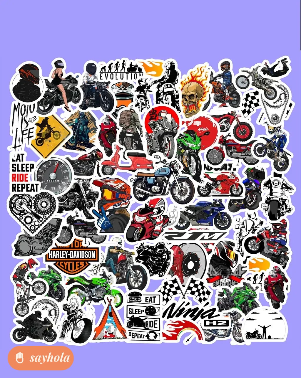bike vinyl sticker set with 50 waterproof decals