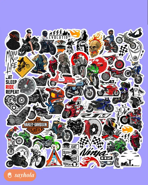 bike vinyl sticker set with 50 waterproof decals