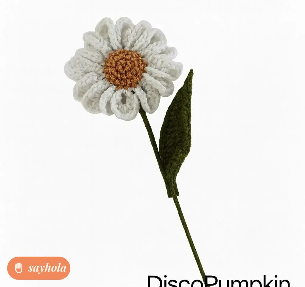 handmade crochet daisy flower with long stem