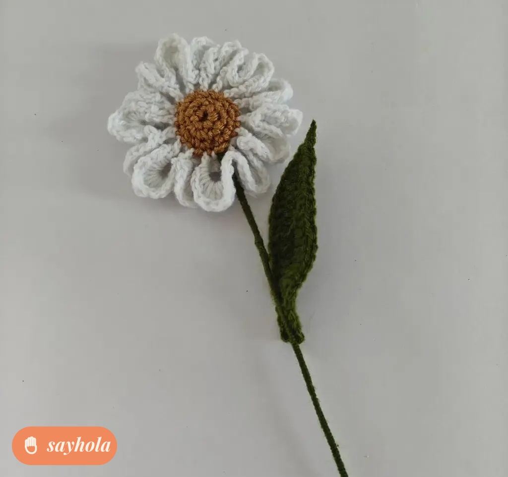 handmade crochet daisy flower with long stem