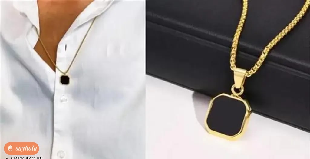 square gold plated angel pendant necklace