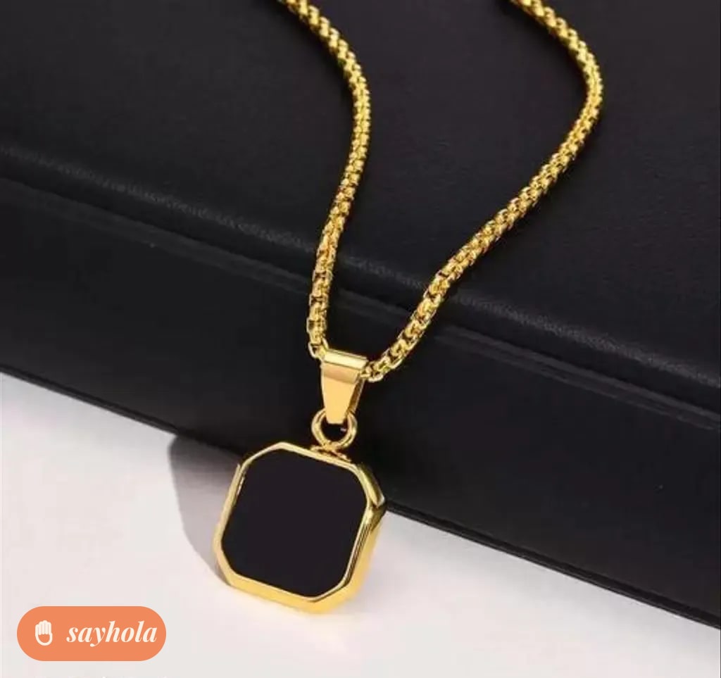 square gold plated angel pendant necklace
