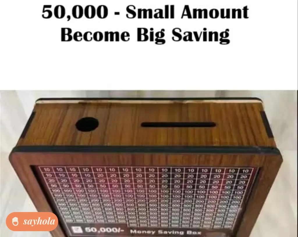 wooden piggy bank with savings tracker