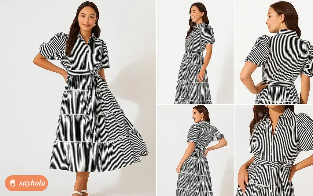 black and white striped cotton summer dress