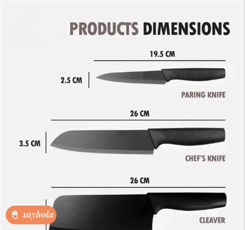 stainless steel 3-piece chef knife set