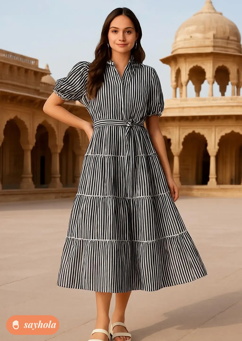 black and white striped cotton summer dress