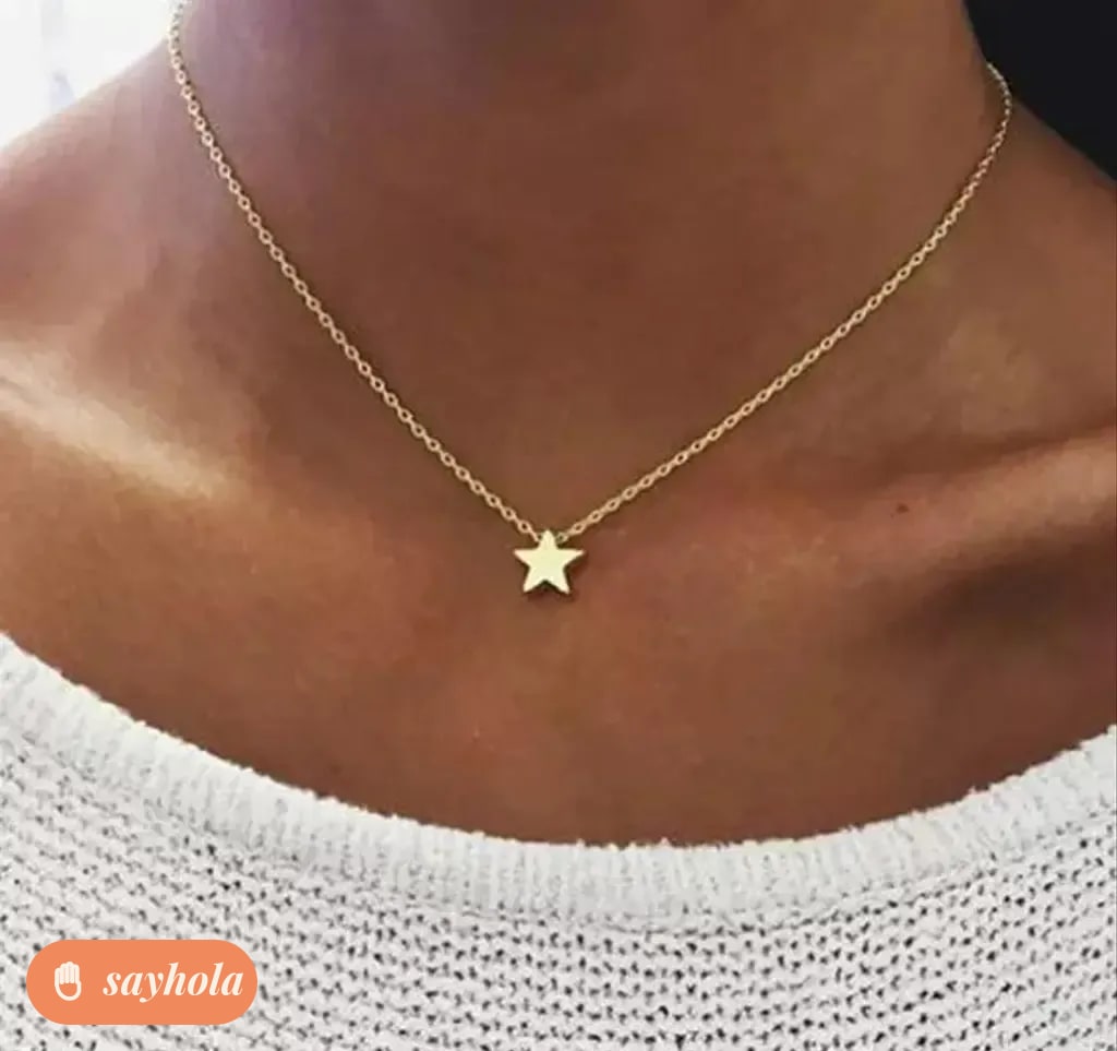 minimalist gold star pendant necklace