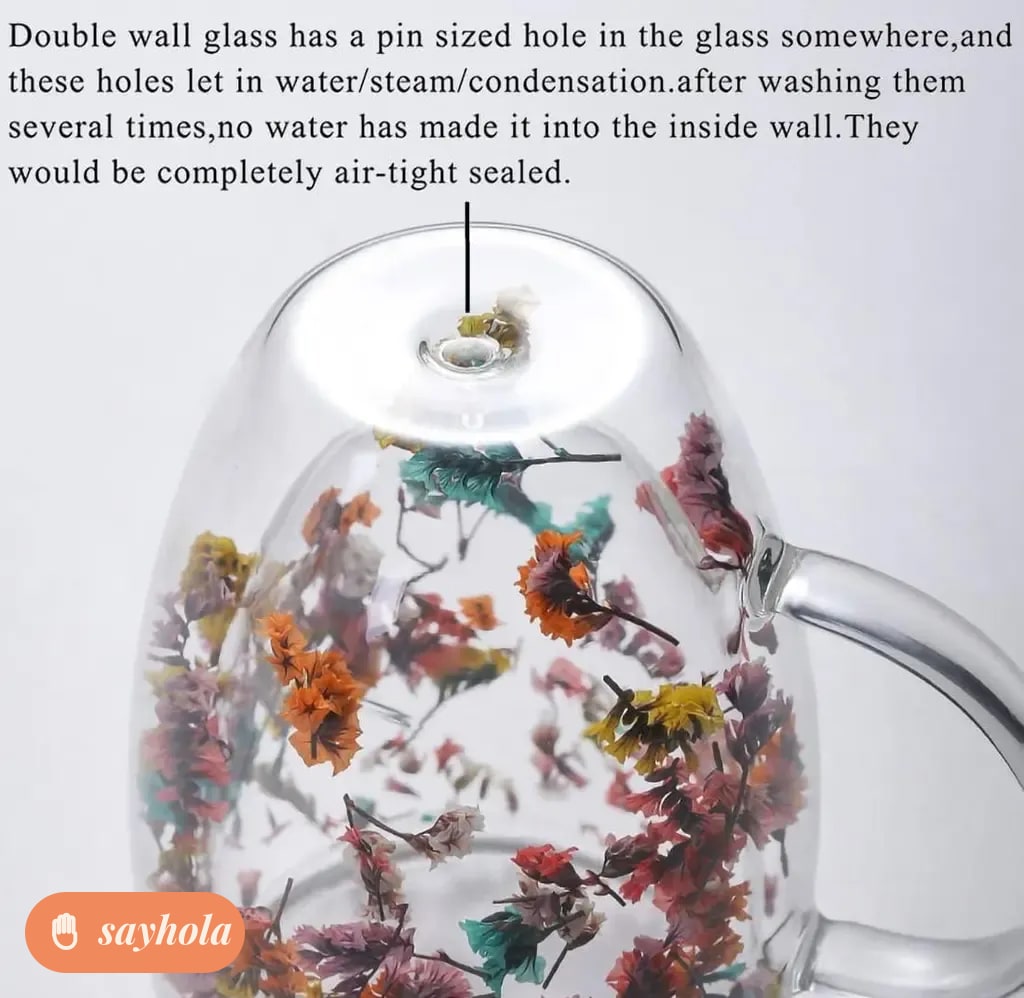 double wall flower glass cup 250ml