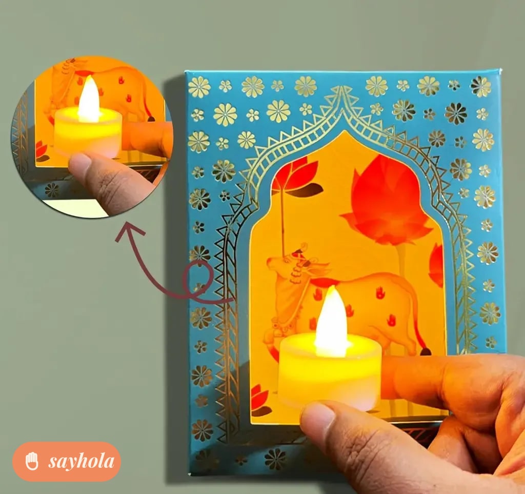 paper deep dwar with led candles pack of 5