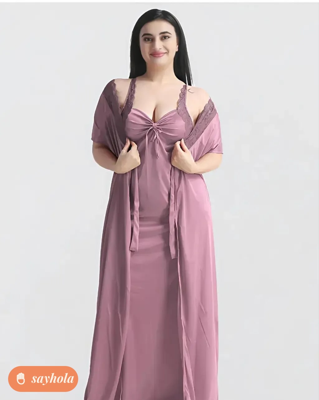 red satin 6-in-1 nightwear set