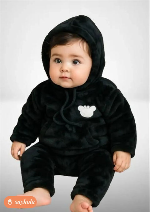 baby boy black panda hoodie set
