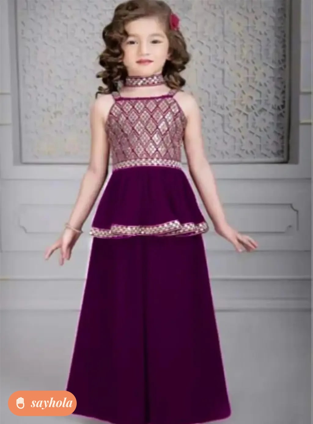 embroidered crepe sarara set for girls
