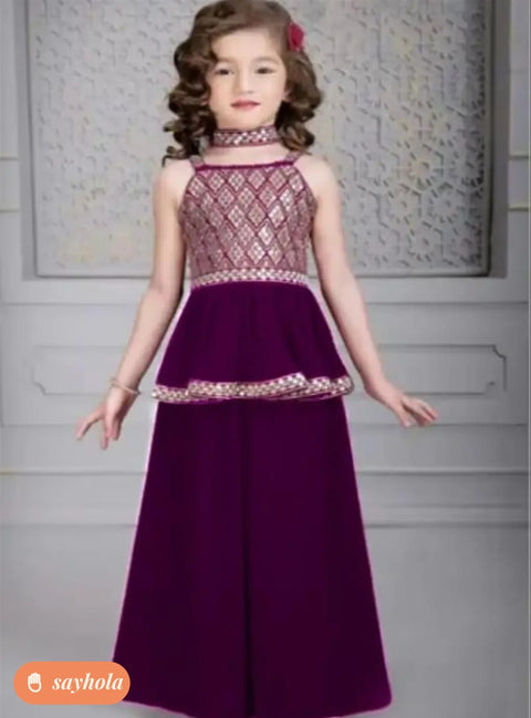 embroidered crepe sarara set for girls